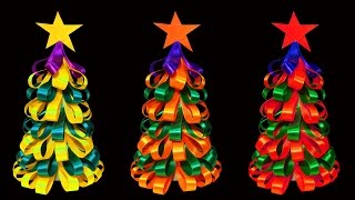 How To Make A Beautiful and Colorful Ribbon Christmas Tree Christmas Crafts  HD [upl. by Nhepets]