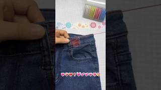 Cómo ajustar cintura de pantalones de jean Cómo disminuir pretina de un pantalón [upl. by Rizika927]