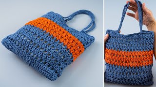 Easy crochet tote bag  tutorial for beginners Miarti🧶 [upl. by Adnilec]