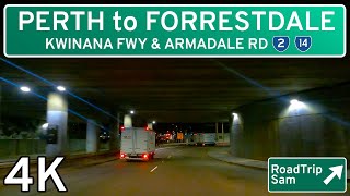 Nighttime drive on Kwinana Freeway  Perth Western Australia  🇦🇺 4K  Raw Audio  POV [upl. by Langston]