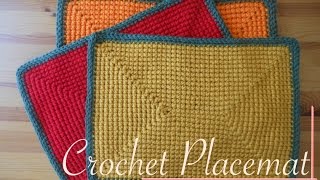 Rectangular Crochet Placemat Autumn Colors  Video Tutorial lefthanded [upl. by Mchenry]