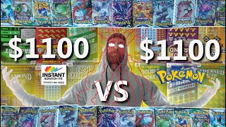 WHICH WILL RETURN MORE PROFIT 1100 Scratchies VS 1100 Pokemon Booster Packs [upl. by Kelci202]