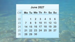 June 2027 Calendar [upl. by Assille]