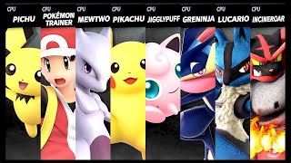 Pichu VS Pokémon Trainer VS Mewtwo VS Pikachu VS Jigglypuff VS Greninja VS Lucario VS Incineroar [upl. by Meris]