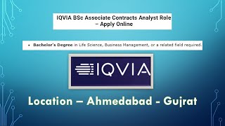 IQVIA BSc Associate Contracts Analyst Role – Apply Online [upl. by Armillia133]