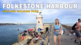 🇬🇧 Walking in Folkestone Harbour 4K England [upl. by Ellesirg]