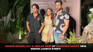 Jasmin Bhasin Aly amp Arslan Goni at Sussanne Khan’s new design launch event [upl. by Elleinnad782]