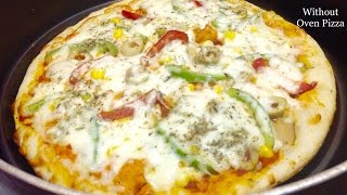 Pizza without Oven Recipe  Pan Pizza On StoveNo Oven Pizza Recipe [upl. by Politi]