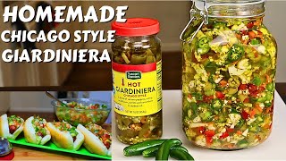 HOMEMADE CHICAGO STYLE GIARDINIERA  HOW TO MAKE ITALIAN HOT GIARDINIERA RELISH AT HOME RECIPE [upl. by Myke]