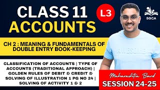 11TH ACCOUNTS  CH 2  Meaning amp fundamentals of double entry bookkeeping  202425  HSC BOARD L3 [upl. by Ahar]