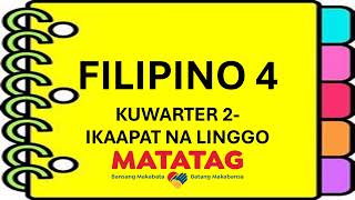 FILIPINO 4 MATATAG Q2WEEK 4PAGUNAWA SA LAYON NG TULANG NAGSASALAYSAY PAMBATAPANGHALIP PAMATLIG [upl. by Llerrac981]