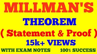 MILLMANS THEOREM  STATEMENT amp PROOF OF MILLMANS THEOREM  WITH EXAM NOTES [upl. by Fauch]