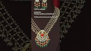 1550 free shippingPremium quality pagadalu jalli setPolki pendent and screw back ear rings [upl. by Chill]