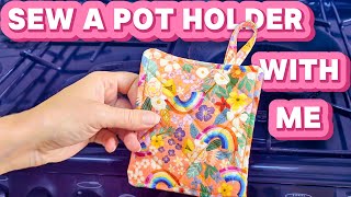 how to make a quick and easy pot holder DIY beginner sewing tutorial [upl. by Fesuy180]