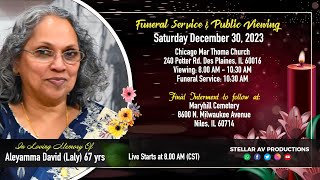 Funeral Service of Mrs Aleyamma David Laly  Des Plaines IL  USA [upl. by Rego]