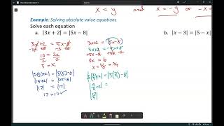 Alg II  26 Part 2  Absolute Value Equations X  Y [upl. by Tyrrell]