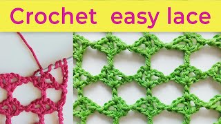 Crochet easy lace stitch Crochet stitch tutorial [upl. by Huxham786]