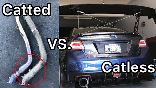 2015 STi Nameless Catted vs Invidia Catless Downpipe on Tomei Exhaust [upl. by Dnaleel]