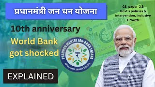 प्रधानमंत्री जनधन योजना PMJDY 10th Anniversary  UPSC [upl. by Milicent]