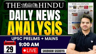 Daily Newspaper Analysis  29 November 2024  The Hindu and Indian Express  UPSC  Shubham Sisodiya [upl. by Ellennaj]