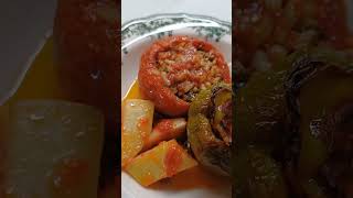 quotGEMISTAquot are traditional greek stuffed vegetables that are filled w rice amp herbs amp bake wpotatoes [upl. by Ydieh316]