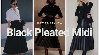 How To Style A Black Pleated Midi Skirt [upl. by Nosnirb]