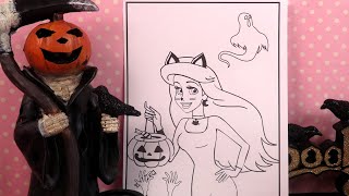 Coloriage de Princesse Ariel Halloween [upl. by Onilatac]