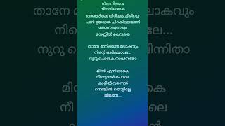 Neela nilave Song  lyrics  🥰malayalam  song [upl. by Idnym]