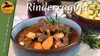 Deftiges Rinderragout mit Rotweinsauce und Nudeln [upl. by Irelav]