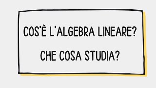 Che cosè lalgebra lineare Che cosa studia [upl. by Kosey838]