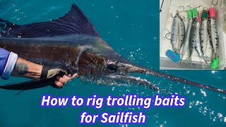 Rigging garfish trolling baits for Sailfish amp catching them from a Tinny [upl. by Beret930]