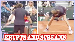 Andrey Rublev erupts and screams on court after smashing racket in French Open meltdown [upl. by Boyt100]