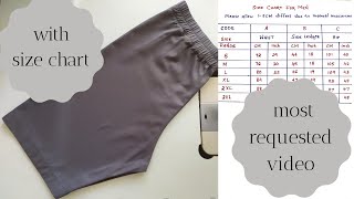 Mens Boxer Shorts Trouser Cutting And Stitching Tutorial With Size Chart [upl. by Tekla537]