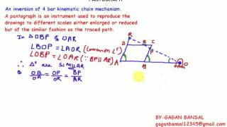 PANTOGRAPH  MECHANISM  4 BAR MECHANISM  theory of machine  video lecture  by GAGAN BANSAL [upl. by Krenek702]