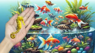 catching fish colorful fish goldfish koi fish betta fish turtles crabs catfish [upl. by Ayirp281]