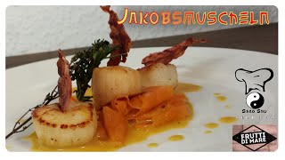 ☯ Jakobsmuscheln mit BaconChip und Karottenbänder zubereiten  Frutti di Mare Rezept [upl. by Noirb275]