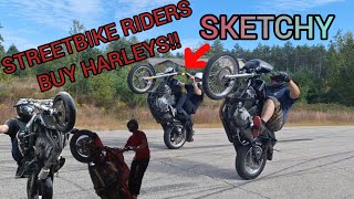 StreetBike Riders Wheelie Harleys First Lot Day [upl. by Catherina32]