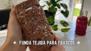 Funda tejida a crochet para frascos Mates Termos Tutorial paso a paso [upl. by Clementis952]