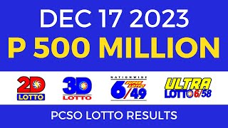 Lotto Result December 17 2023 9pm PCSO [upl. by Cirone]