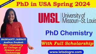 USA Spring Admission PhD in Chemistry with Full Scholarship at Missouri Saint Louis USA [upl. by Ecirehc]