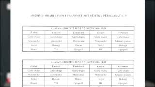 e  Mësimi  Orari javor i transmetimit ne RTK4 për klasat 19 [upl. by Bergman509]