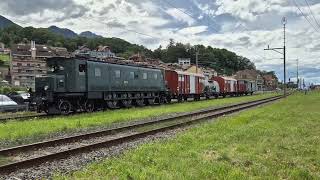 Train spécial marchandises CFF Historic quittant la gare du Bouveret à destination de StMaurice [upl. by Yeslehc]