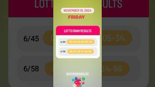 645 658 Live Draw Lotto Result  November 15 2024 Friday 9 PM lottoresulttoday [upl. by Jahncke]