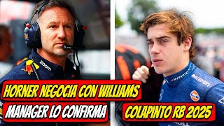 ALERTA CONFIRMAN A FRANCO COLAPINTO COMO PILOTO DE REDBULL 2025 HORNER YA NO PUEDE CON CHECO PEREZ [upl. by Neitsirk]