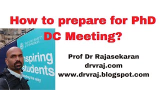 How to prepare for PhD DC Doctoral Committee meeting presentation profdrrajasekaran [upl. by Nojel]