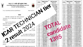 ICARIARI Technician T1 result out 2024 ICAR technician tier 2 ka result kaise dekhe 😍😍 [upl. by Yelich199]