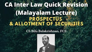 CA Inter Law Quick Revision  Chapter Prospectus amp Allotment of Securities by CS Bilu Balakrishnan [upl. by Nikolaos]