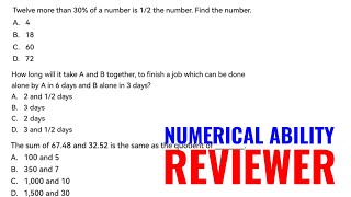 NUMERICAL ABILITY REVIEWER  Math Random Problems [upl. by Asinet666]