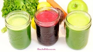 3 Tasty Green Juice Recipes  CleanAndGreenWithDani [upl. by Redmund]