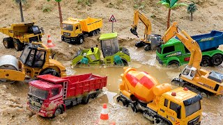 Rescue excavator trucks and cement trucks  Police car crane truck toy stories  BIBO TOYS [upl. by Anehsuc]